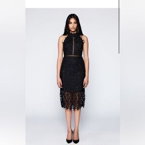 NWT Bardot black sequin leaf cocktail dress US 10 L large